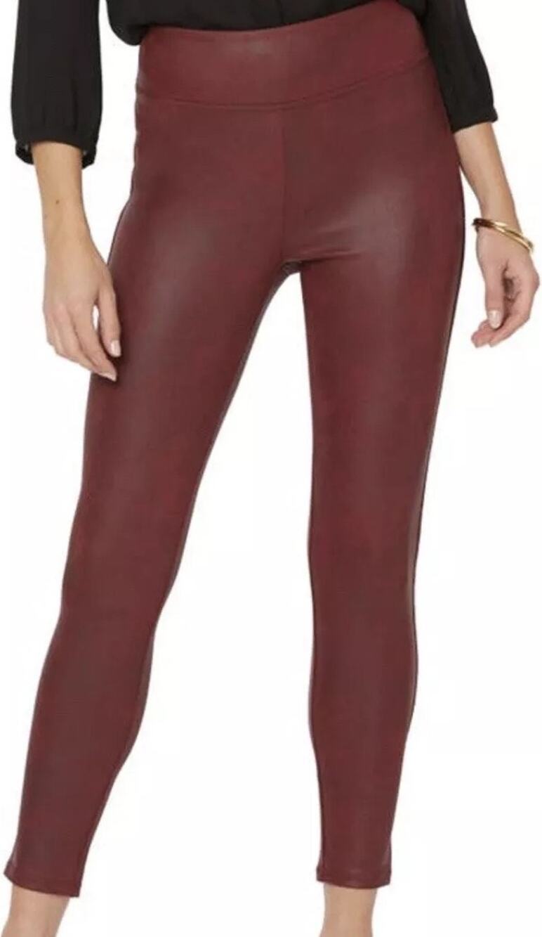 NYDJ Coated Skinny Leggings Pull-On Slimming pants Burgundy Size M